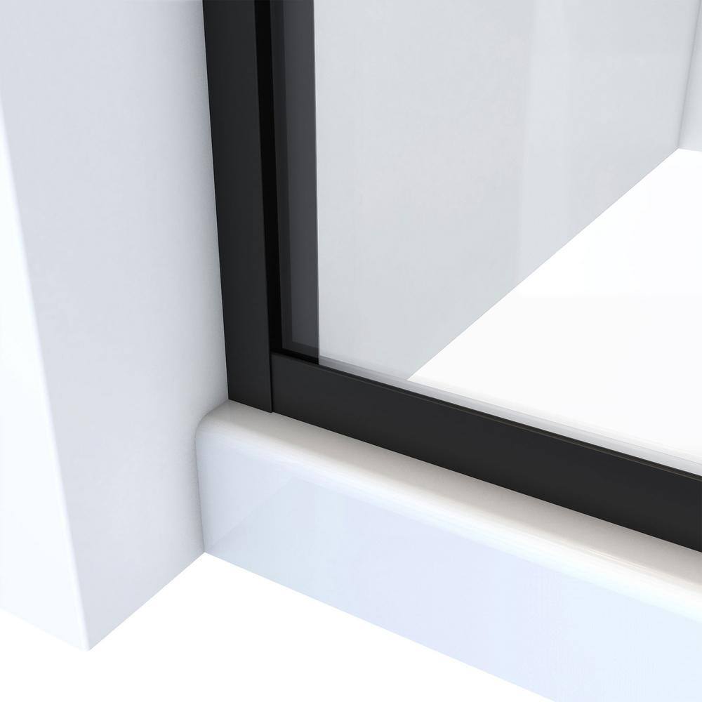 Matte Black 60" x 70" Semi-Frameless Sliding Shower Door with Clear Glass