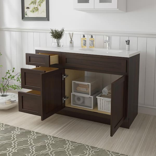 Vanity Art 45 in. W x 21 in. D x 32.5 in. H Bath Vanity Cabinet without Top in Brown
