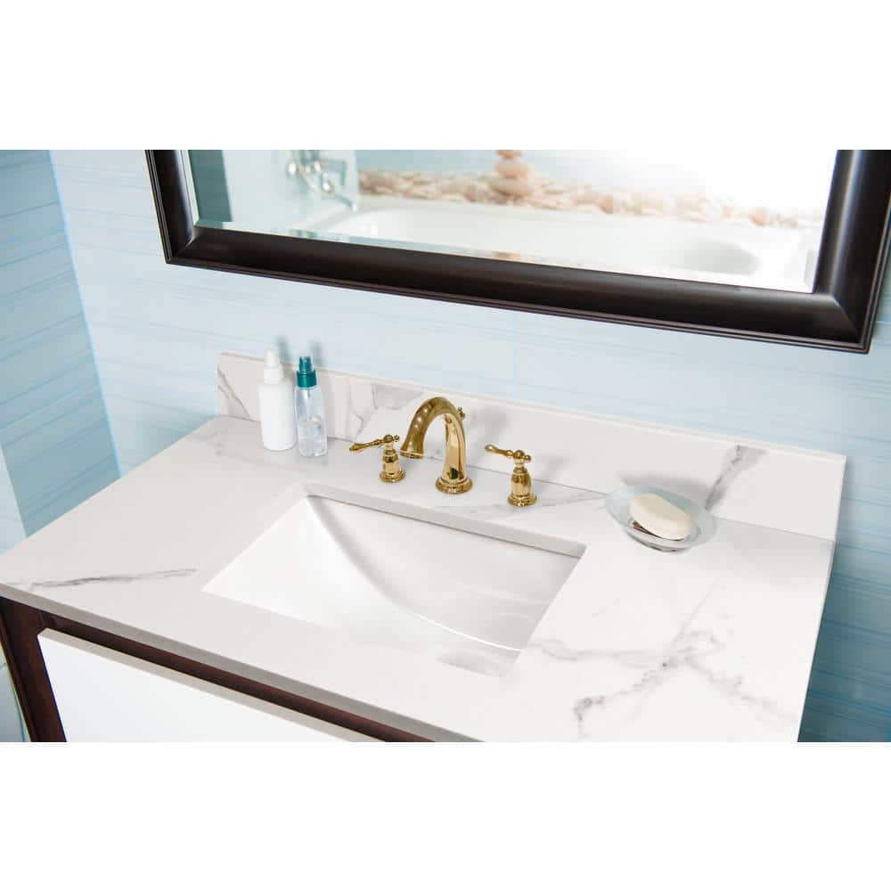 49-Inch White Calacatta Nowy Marble Vanity Top with Undermount Sink