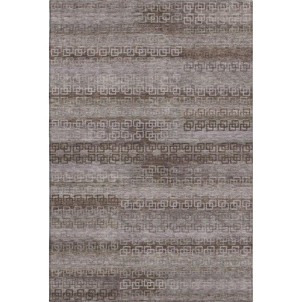 Mayfield Premium Machine Washable Abstract AMF2029 Chocolate 3 ft. x 5 ft. Area Rug