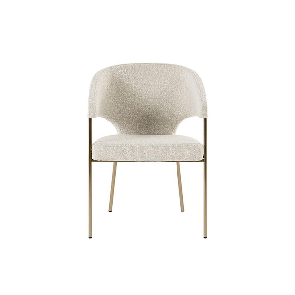 Claudine Light Grey Fabric & Antique Brass Dining Chair