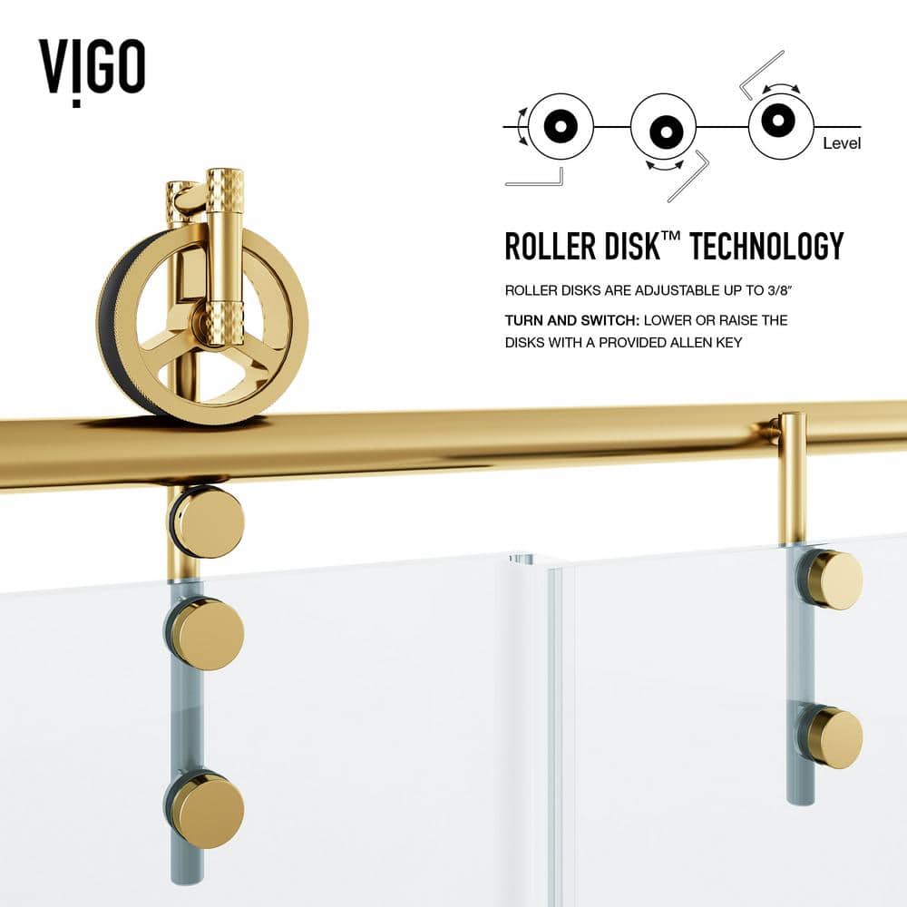 Hamilton Matte Brushed Gold Frameless Sliding Shower Door with Clear Glass
