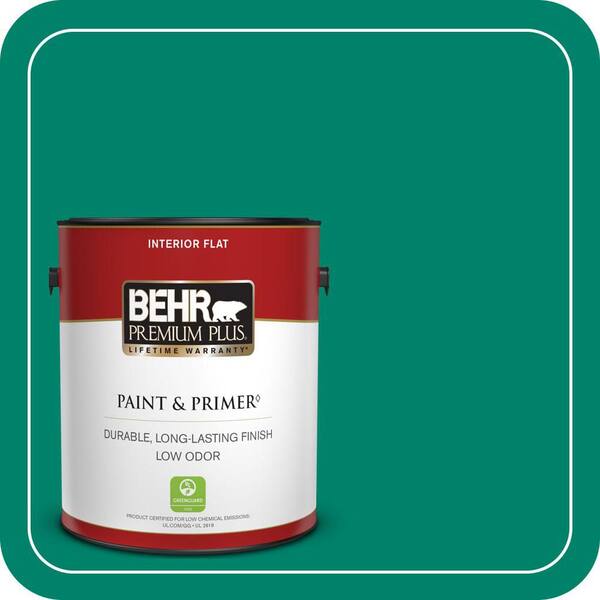 BEHR PREMIUM PLUS 1 gal. #T16-03 Emperors Silk Flat Low Odor Interior Paint & Primer