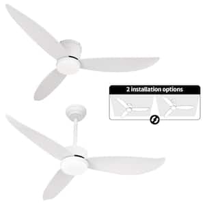 52 in. Indoor/Outdoor Integrated LED Brushed Nickel White Decorative Ceiling Fan with Lighting Kit and Remote Control