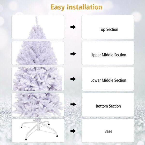 Topbuy White Realistic Xmas Tree, Lush Christmas Tree w/ PVC & Pet Branch Tips