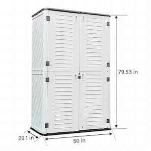 50 in. W x 29 in. D x 82 in. H White HDPE Outdoor Storage Cabinet (shelves not included)