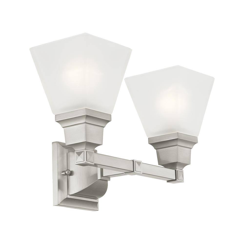 Elegant Brushed Nickel 2-Light Vanity with Frosted Satin Glass