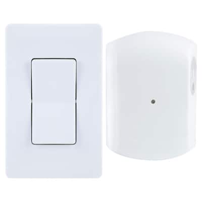 Wireless Remote Wall Switch Light Control with Grounded Outlet Receiver
