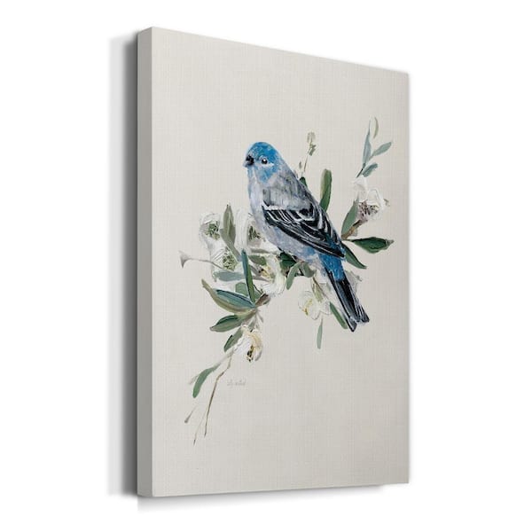 Canvas Print Wall Art Painting Decor, Blue Jay Bird and Pink Blooming  Flowers Modern Home Decorations Giclee Artwork HD Picture Strenched and  Framed