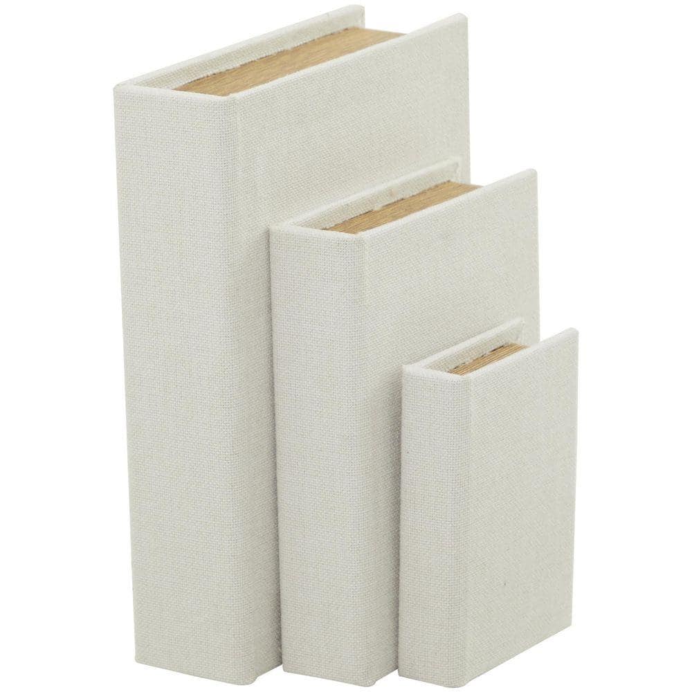 White, 11.95 in. H/8.65 in. W, Linen Fabric Decorative Book-Shaped