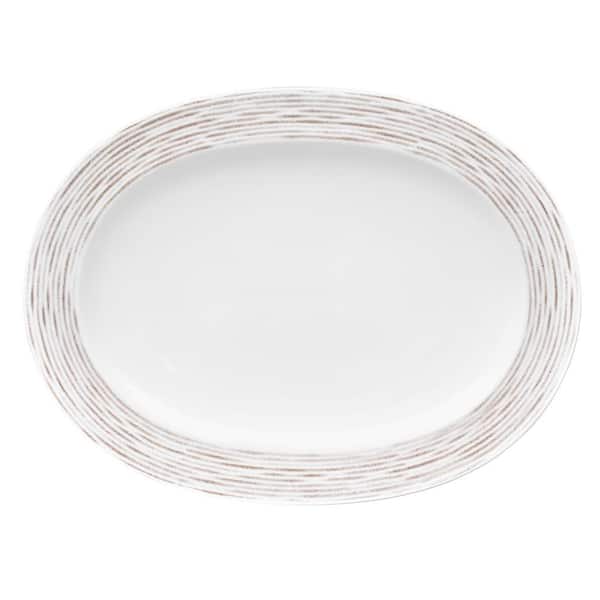 Noritake Khaki Hammock 14 in. Khaki Porcelain Oval Platter