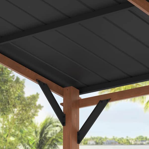 LUE BONA Chandler 6 ft. x 9 ft. Brown Aluminum Frame Gazebo