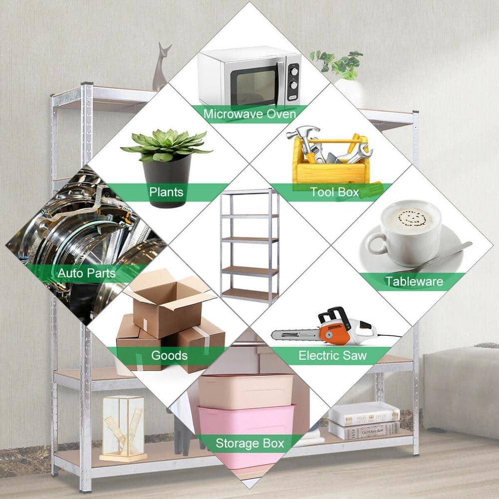 Heavy Duty 71'' Steel and MDF 5-Level Adjustable Storage Rack, 2 pcs