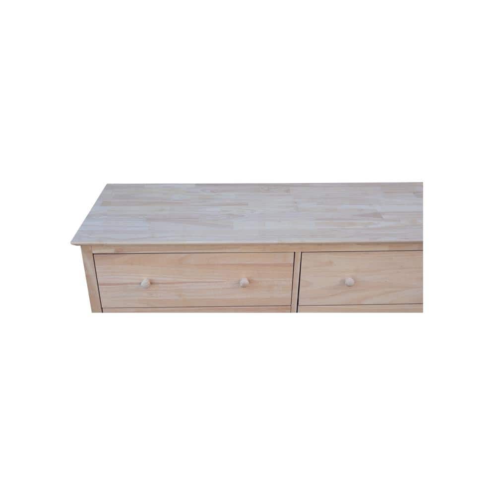 Coastal Unfinished Solid Wood 6-Drawer Dresser in Brown