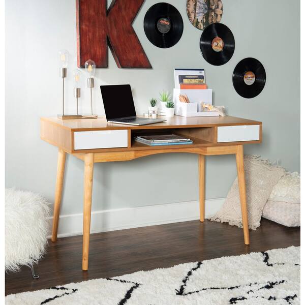 Linon Home Decor May 47.25 in. Rectangle Natural and White Wood 2