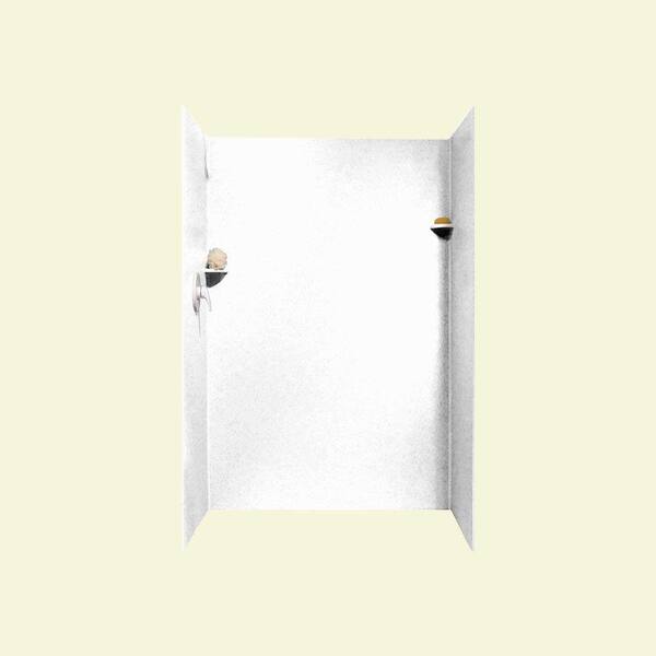 Swan 36 in. x 48 in. x 72 in. 3-Piece Easy Up Adhesive Alcove Shower Surround in White