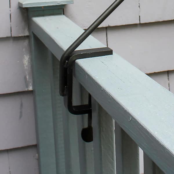 Achla Designs 45° Angled Rail Mount Iron Pole, 24 in. Tall, Black Powder Coat Finish