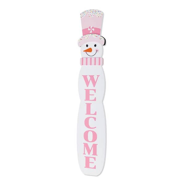 42 in. H Christmas Wood Double Sided Snowman Porch Leaner
