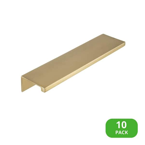 10-Pack Ethan 4 in. (102 mm) Center-to-Center Satin Brass Edge Drawer Pull