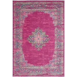 Passion Fuchsia 10 ft. x 14 ft. Bordered Transitional Area Rug