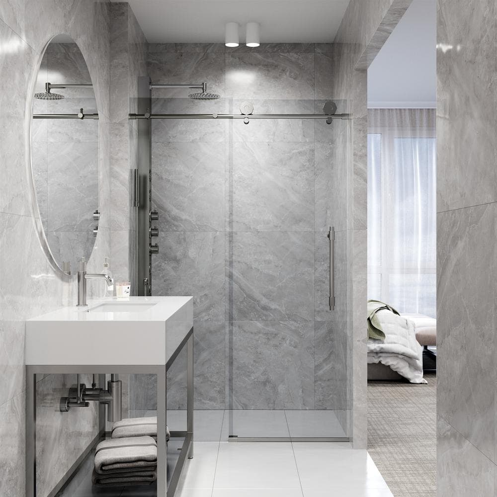 Elan Hart Frameless Sliding Shower Door with Clear Tempered Glass