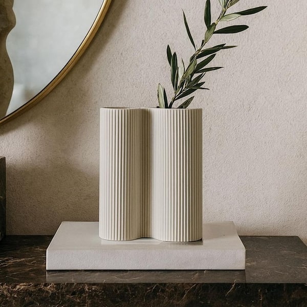 castellousa Minimalist 9.5 in. Round Geometric Ceramic Vase