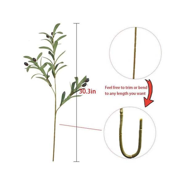 Artificial 28 in. Olive Tree Branches with Greenery Stems in Vase
