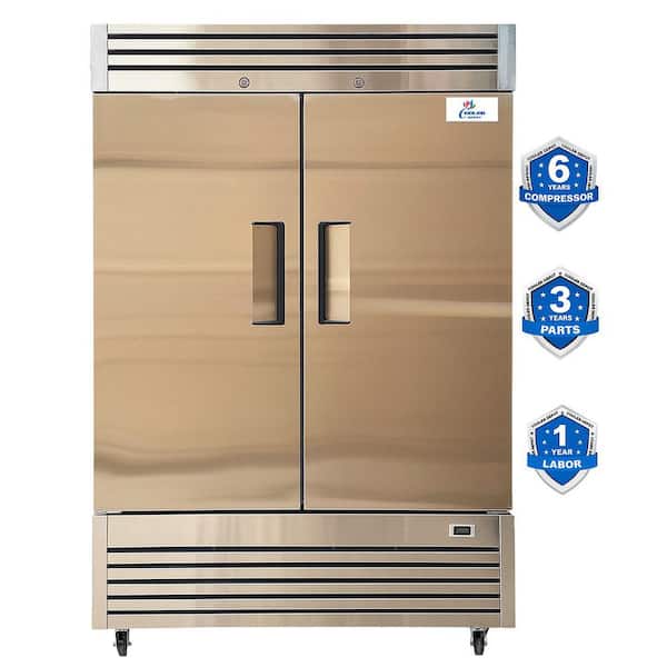 54 in. W 47 cu. ft. NSF Auto / Cycle Defrost Commercial 2-Door Reach in Upright Freezer in Stainless Steel