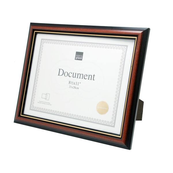 Kiera Grace Cornice Per Documenti Kylie – Legno Marrone Con Bordi Dorati, 32,4 X 26 Cm