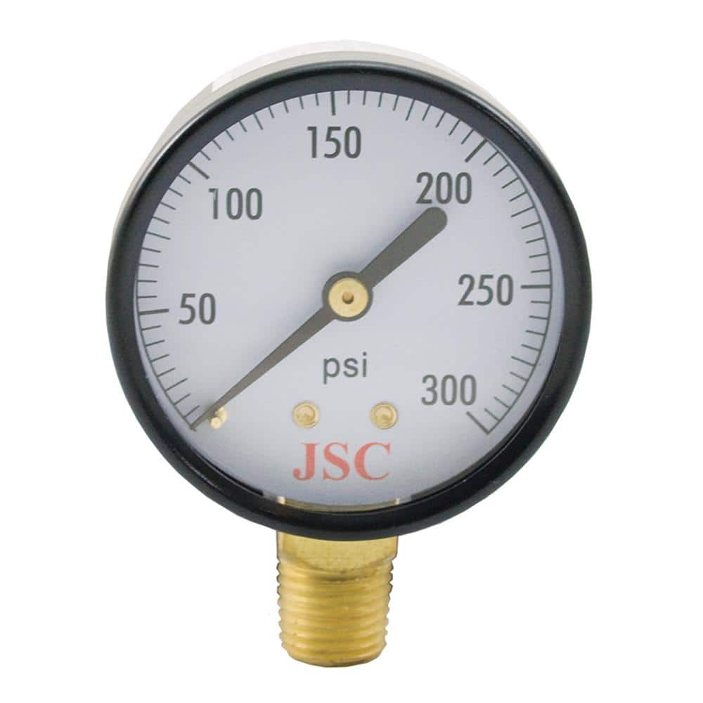 JONES STEPHENS 300 PSI Pressure Gauge with 2 in. Face and 1/4 in. MIP ...