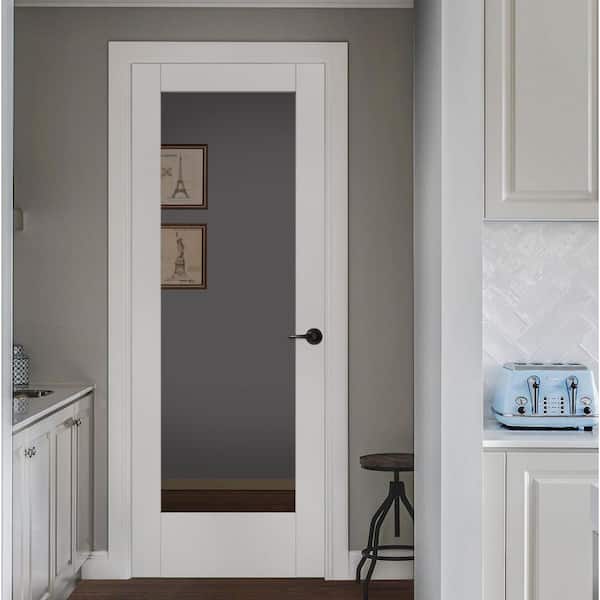 32 in. x 96 in. MODA Primed PMC1011 Solid Core Wood Interior Door Slab w/Clear Glass