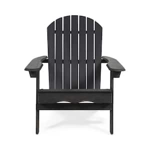 1-Piece Dark Gray Wood Outdoor or Indoor Adirondack Chair