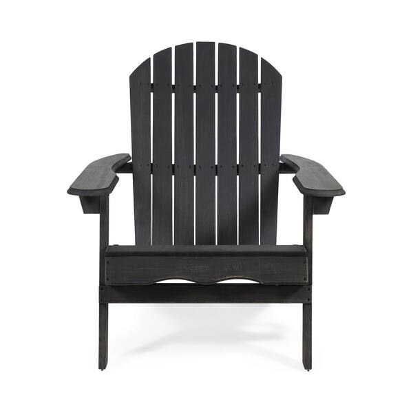 Tenleaf 1Piece Dark Gray Wood Outdoor or Indoor Adirondack Chair