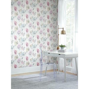 Lisa Audit White and Pink Modern Poppy Peel and Stick Wallpaper (Covers 28.29 sq. ft.)