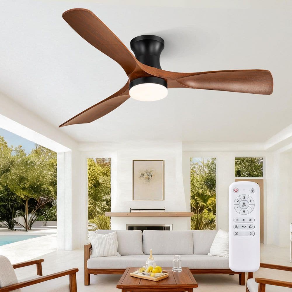 HINNIXY 52 in. Black Indoor/Outdoor Ceiling Fan LED Light Remote