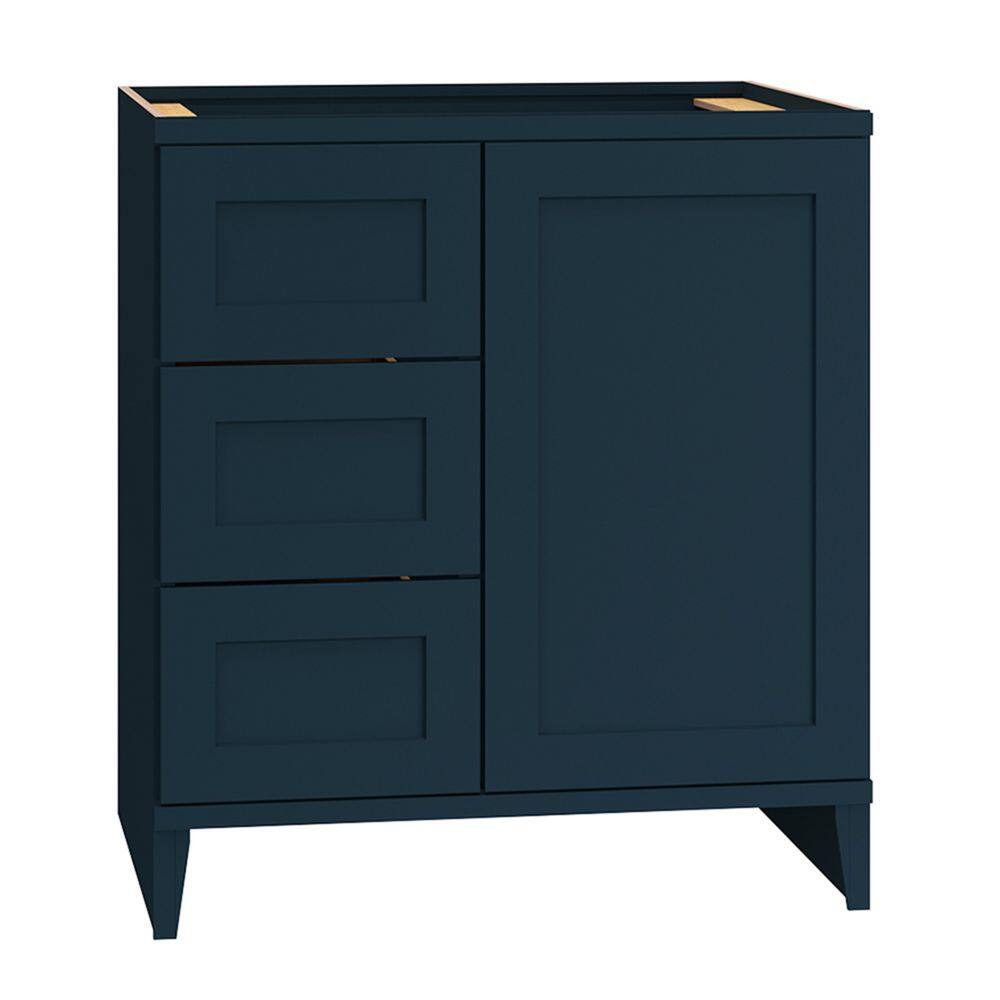 QuickShip Cottage 30 in. W x 21 in. D x 34.5 in. H Assembled Bath Sink Base Cabinet in Bermuda with 3-Drawers (Left) price history on PriceWatchPro