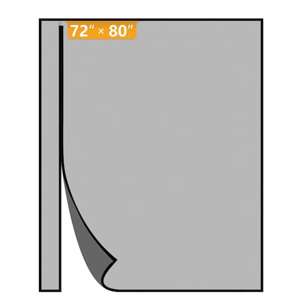 Black Polyester 80 in. x 72 in. Reversible Left/Right Opening Magnetic Screen Door, Quick and Fast to Install