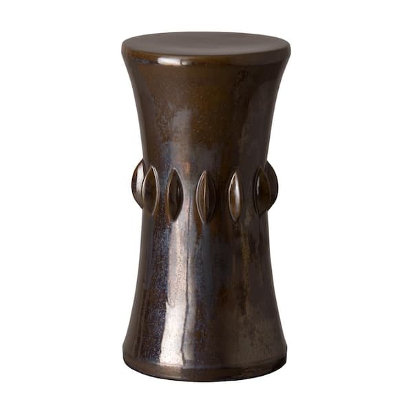 Emissary Jewel 18 in. H Gunmetal Round Ceramic Garden Stool