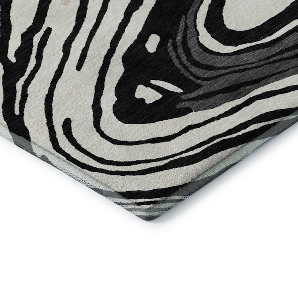Mayfield Premium Machine Washable Abstract AMF1051 Black 2 ft. x 3 ft. Area Rug