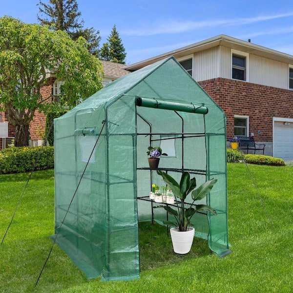 4 Tier Greenhouse Mini Outdoor/Indoor Garden Plant Walk in Grow PVC Cover 