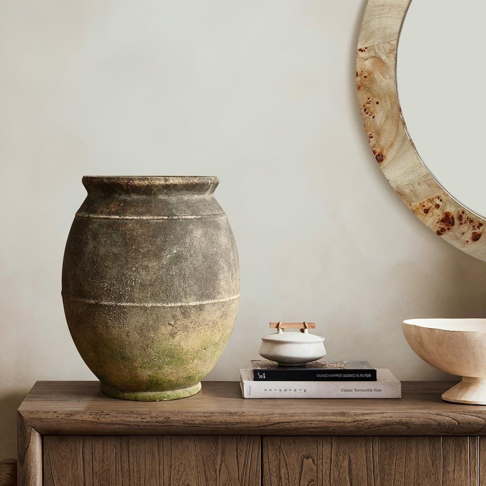 Rustic Ginger Root Brown Ceramic Decorative Table Vase