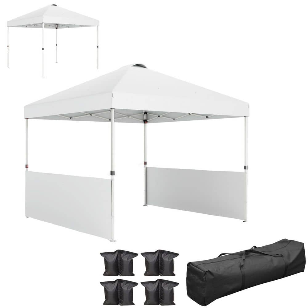 10 ft. x 10 ft. White Pop Up Canopy Party Tent with 2 Half Sidewalls, Wheeled Carry Bag & UV Protection price history on PriceWatchPro