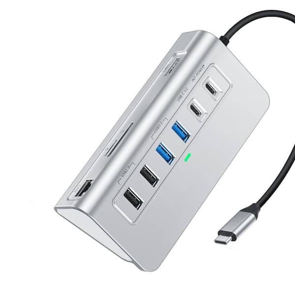 Lukyamzn 10-in-1 USB C Hub Ethernet Docking Station 10Gbps with 4K HDMI USB C USB A Data LAN PD 100W SD/TF Ports for Laptop PC