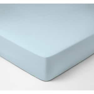 1-Piece Light Blue, Solid 100% Organic Cotton, King (78 in. x 80 in.), Smooth and Breathable, Super Soft, Fitted Sheet