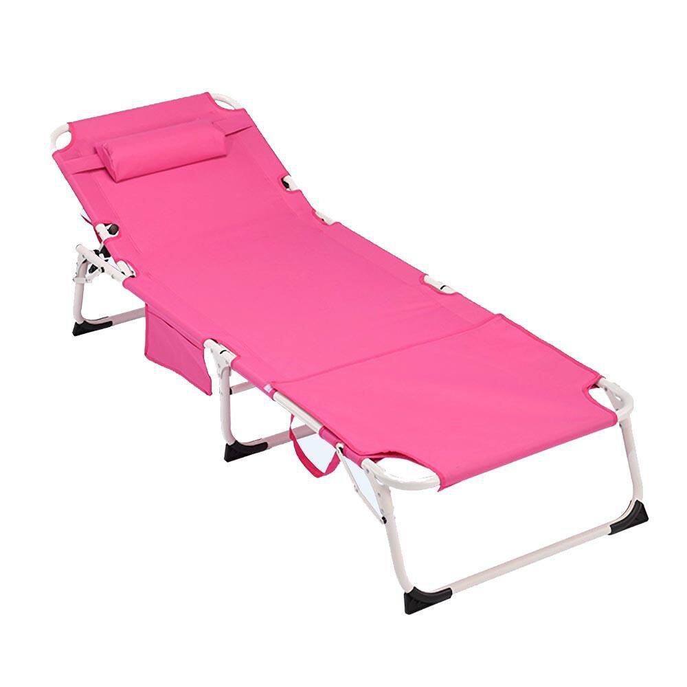 3-in-1 Metal Outdoor Heavy Duty Tanning Chair with Face Hole Adjustable 5-Position Folding Chaise Lounge Pink price history on PriceWatchPro