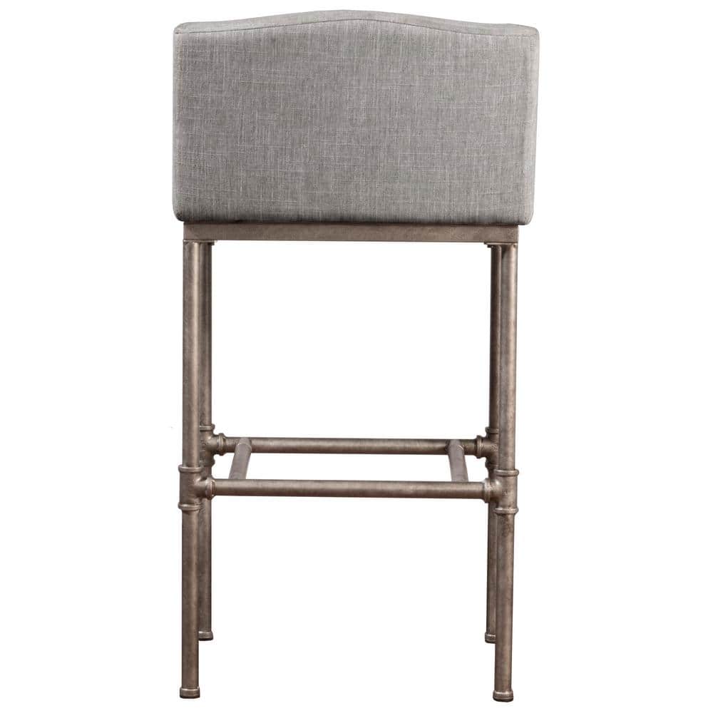 Dillon 27.7" Modern Industrial Gray Metal Bar Stool with Wingback Design
