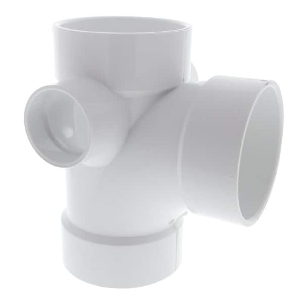 NIBCO 4 in. x 4 in. x 4 in. x 2 in. x 2 in. PVC DWV All Hub Sanitary Tee with Right and Left Inlets