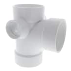 4 in. x 4 in. x 4 in. x 2 in. x 2 in. PVC DWV All Hub Sanitary Tee with Right and Left Inlets