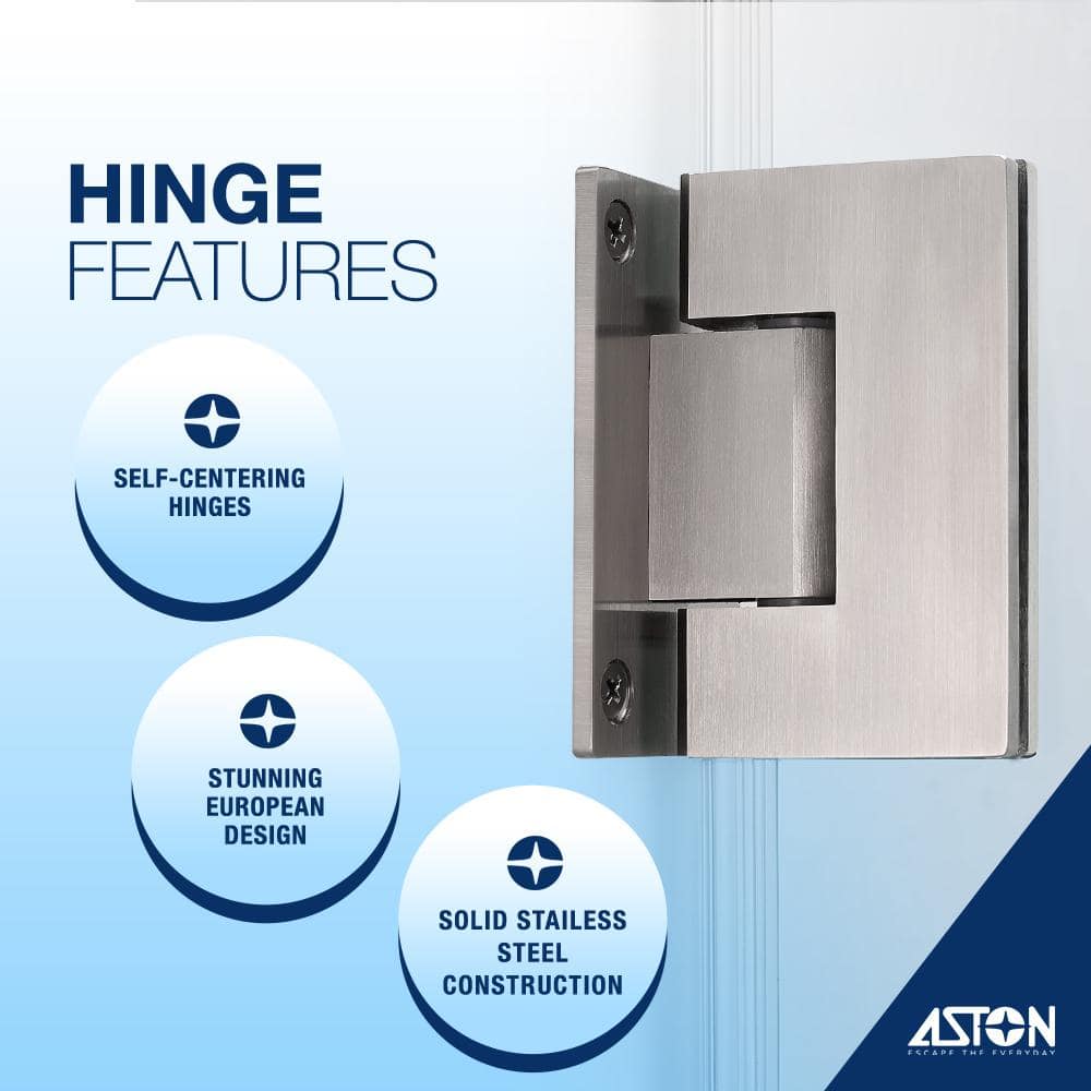 Nautis XL Frameless Clear Glass Shower Door with Stainless Steel Frame