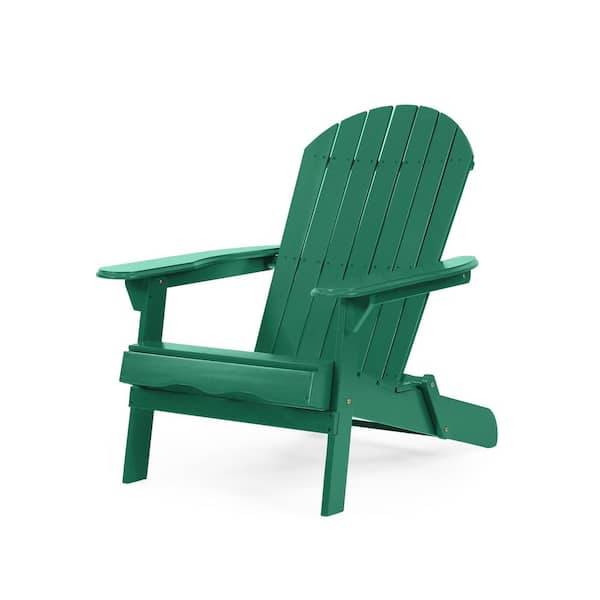 grossag Dark Green Folding Acacia Wood Outdoor Adirondack Chair with Fade Resistant, Portable, Water Resistant